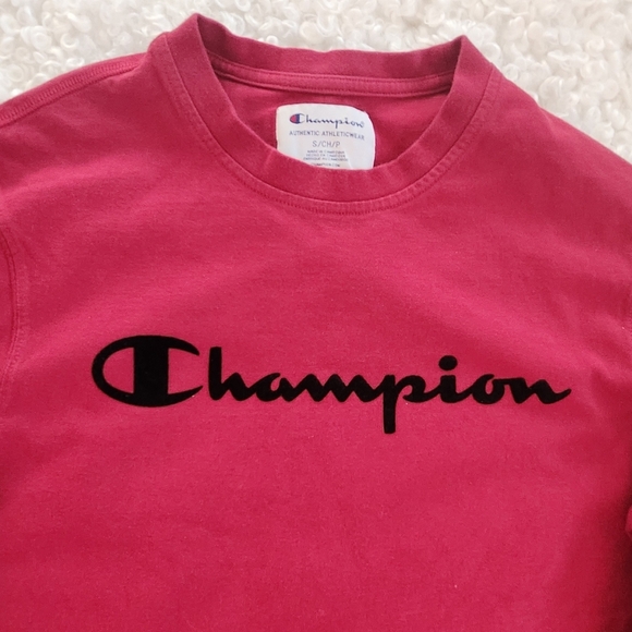 Champion Size Small Men's Red Long Sleeve Shirt Cotton Athletic Casual - Picture 7 of 8